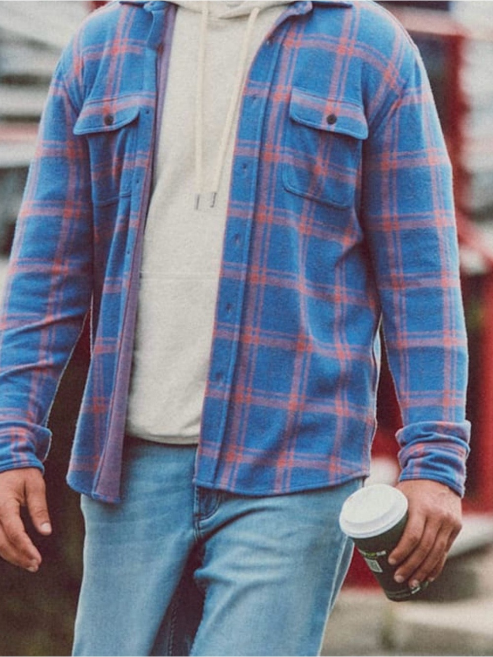 Faherty Legend Sweater Soft Plaid Flannel Stretch Men Size Large Pink Outdooor